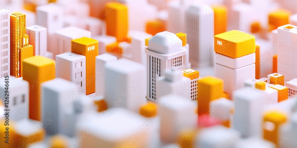 Aufkleber Abstract illustration of blockchain technology enhancing IoT device interactions in smart cities, neutral backdrop, futuristic elements,
