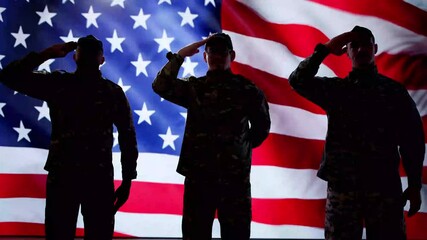 US Military Soldier Saluting Flag. National Hero - Powered by Adobe