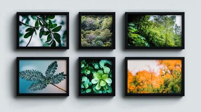 Vector mood board of seven frames. Black photo collage templates.