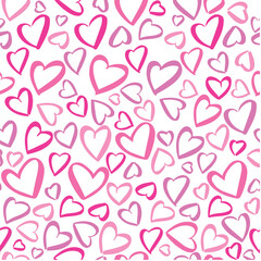 seamless pattern pink doodle hearts