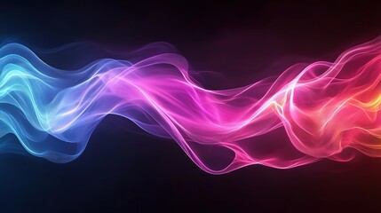 Abstract Colorful Waves Flowing Across Dark Background