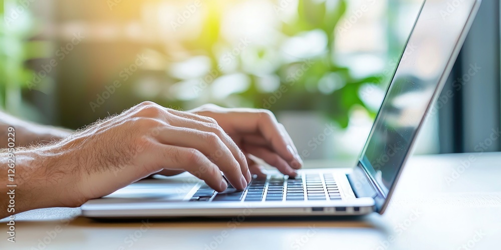 Aufkleber businessman laptop analyzing data and developing creative solutions in a bright workspace