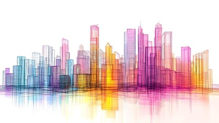 The Vibrant Zenith: A Futuristic Skyline Bathed in Sunset Colors Reflecting City Life