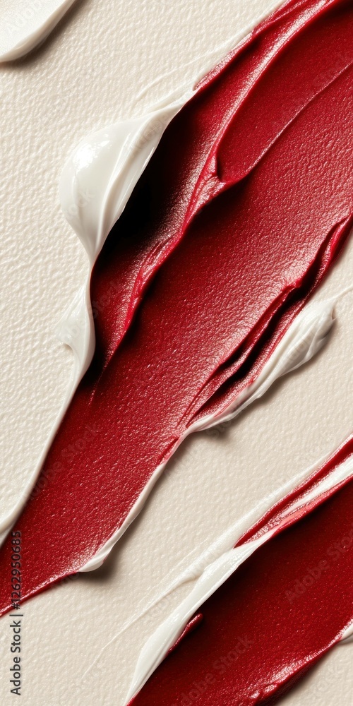 Aufkleber abstract red and white paint strokes creating a modern artistic texture, ideal for backgrounds or de