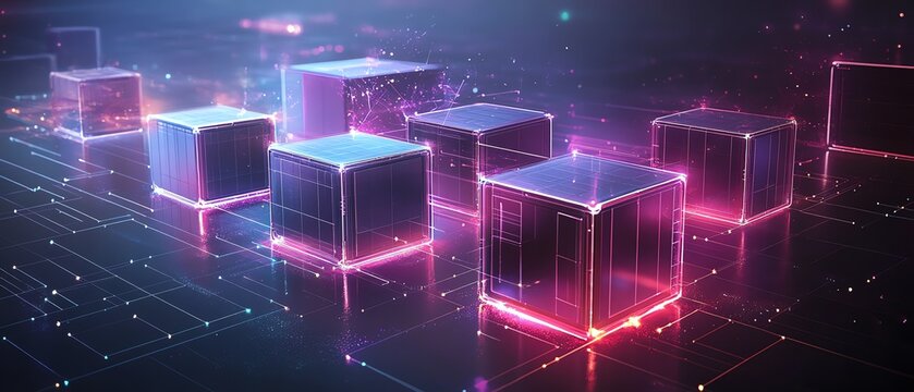 A conceptual image of container orchestration platforms with Kubernetes clusters and AI integration, advanced data center with glowing connections