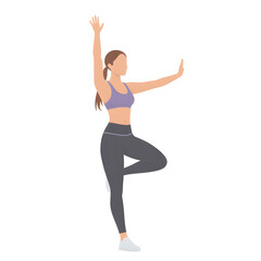 Fototapeta premium Woman in Tree Pose Yoga Illustration