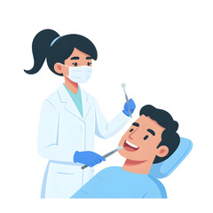 Naklejka premium Dentist Examining Patient's Teeth