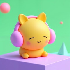 Abstract image of a person in headphones - cartoon style