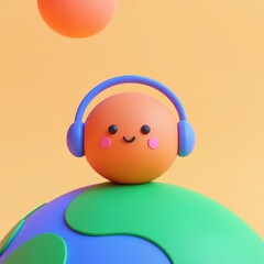 Abstract image of a person in headphones - cartoon style