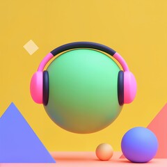 Abstract image of a person in headphones - cartoon style
