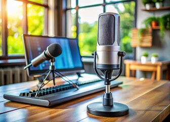 Portable USB mic stand for candid photography and live monitoring.