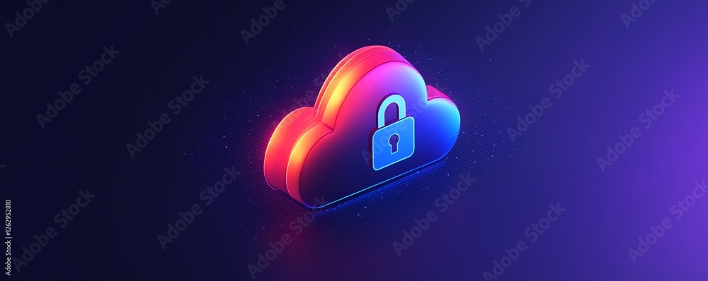 Aufkleber a modern illustration of cloud security, combining a stylized cloud icon and a secure padlock symbol