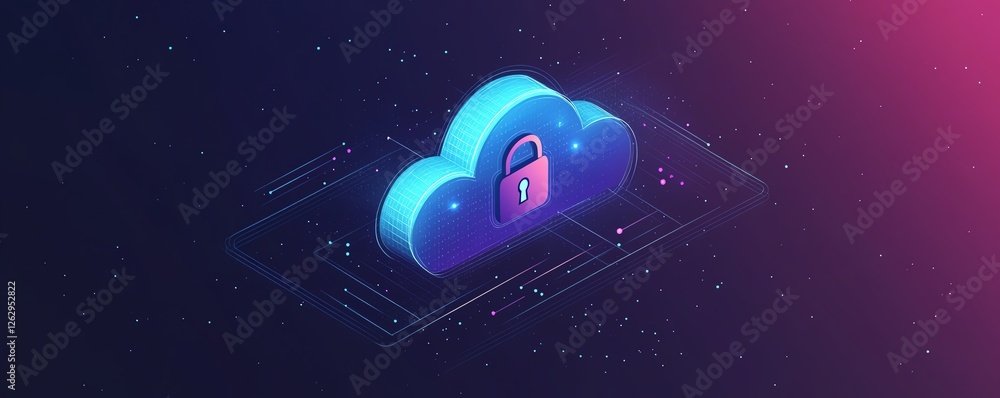 Aufkleber a modern illustration of cloud security, combining a stylized cloud icon and a secure padlock symbol