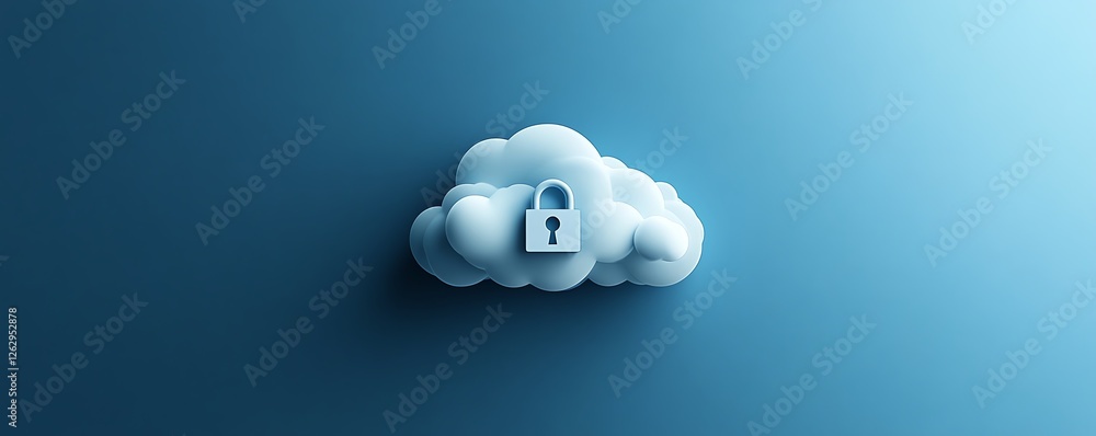Aufkleber a modern illustration of cloud security, combining a stylized cloud icon and a secure padlock symbol