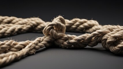 Frayed Rope on Textured Black Paper Background with Copy Space