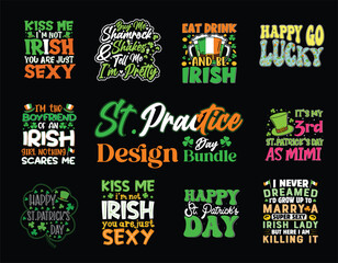  St. Patrick's  Day Design Bundle style clip art, vector illustration, Irish flag, shamrock, rainbow, pot of gold, green beer, leprechaun 