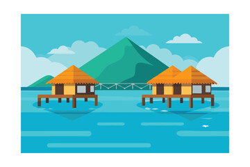 vector illustration of a tropical resort