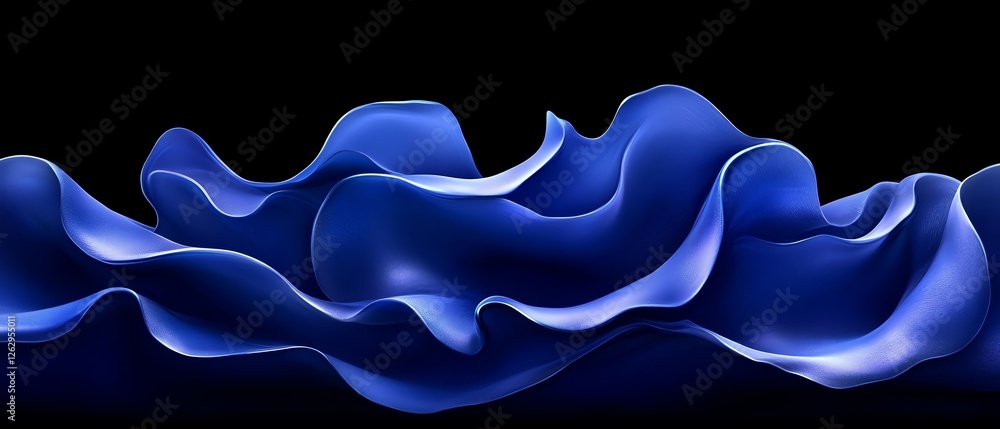 Poster Abstract Blue Fluid Dynamic Waves Design Background 3d art dark deep  