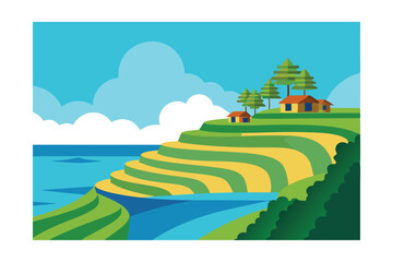 rural landscape with a village