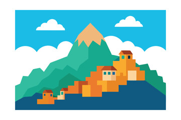 vector illustration of mountain landscape with mountains