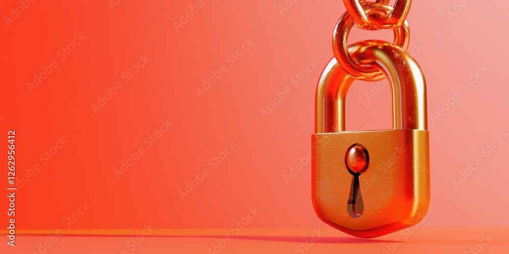 Poster blockchain technology and smart contracts in financial services with a digital padlock symbolizing d