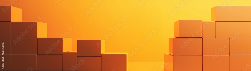 Poster a warm, gradient background with stacks of boxes creates a visually appealing backdrop, suggesting t