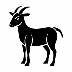 Fototapeta premium Goat Silhouette Illustration - Black and White Farm Animal Vector.