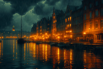 Fototapeta premium night view of the river