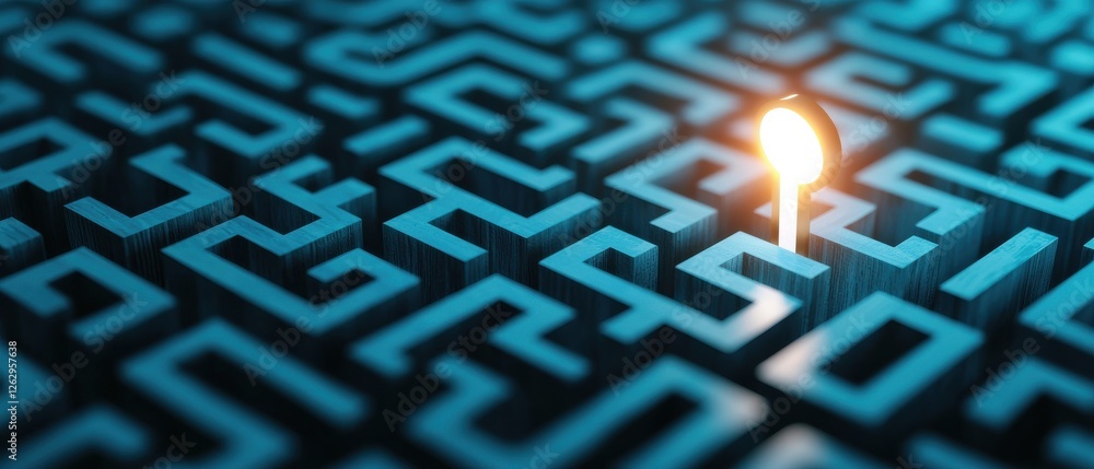 Poster a glowing match illuminates a complex maze pattern, symbolizing hope and guidance through challenges