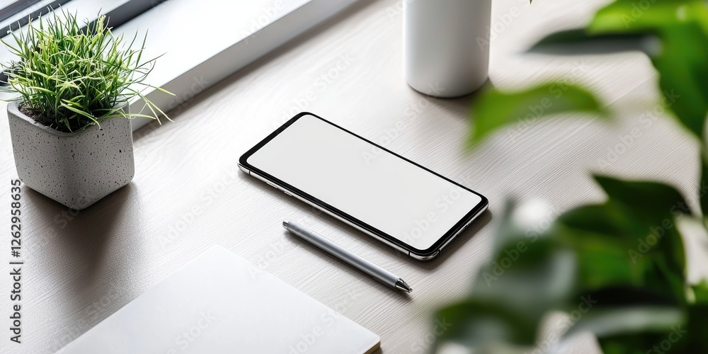 Poster virtual signature being drawn on a smartphone screen with a digital pen, showcasing a minimalistic w