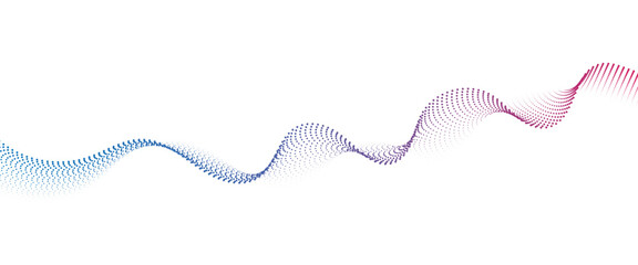 Fototapeta premium Flowing Dot Wave halftone gradient pattern on transparent background 