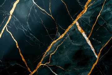 Dark marble surface with golden veins. Background Abstract design. Use Decorative material texture