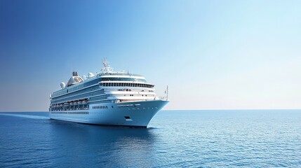 Majestic Cruise Ship Sailing on Calm Ocean Waters
