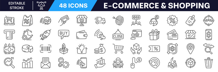 E-Commerce and shopping Line icon set. Editable Stroke icon.