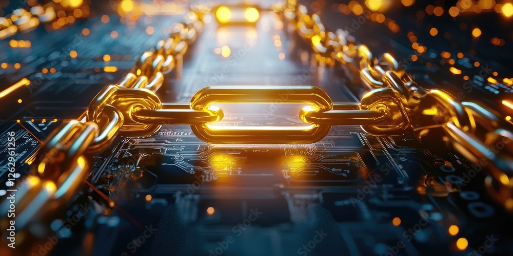 Poster data encryption in a digital landscape featuring a secure blockchain network with nodes and transactions, neutral background, focus on technology and security