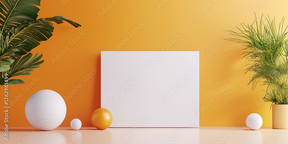 Poster Inviting artistic setup in a cozy workspace, showcasing a smooth line connection between essential creative elements, minimalistic and clean