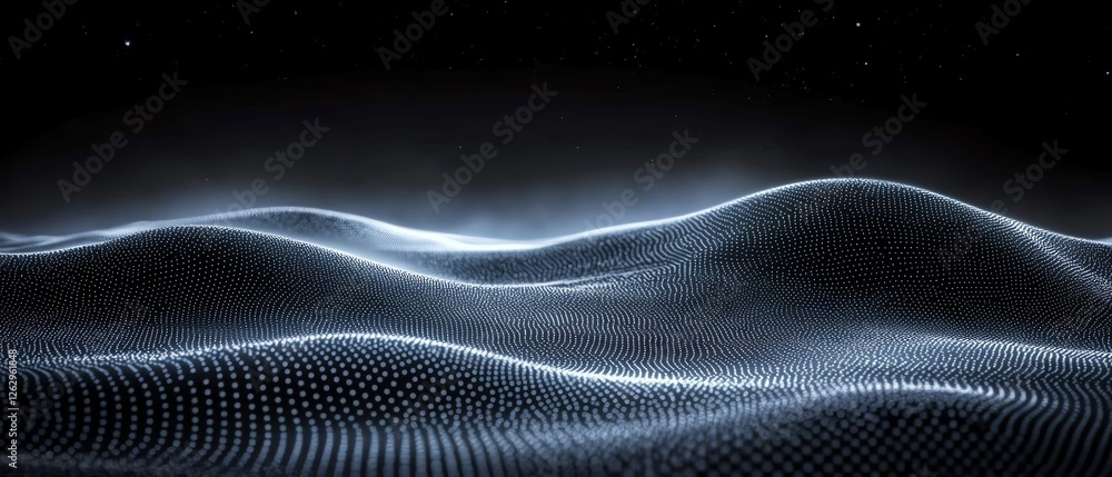 Aufkleber abstract dark blue digital wave particle background data space shiny