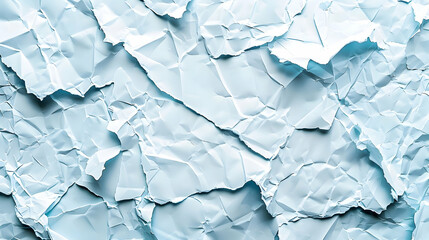 Obraz premium Crumpled blue paper texture showcasing intricate folds and shadows, ideal for backgrounds