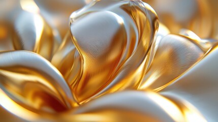 A golden 3D tulip with smooth, reflective petals and elegant curvature.