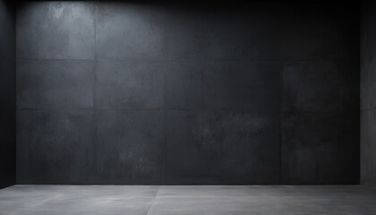 Dark Minimalist Wall with Rectangular Tiles and Smooth Polished Floor