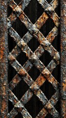Rusty Metal Grate with Diamond Pattern and Weathered Texture