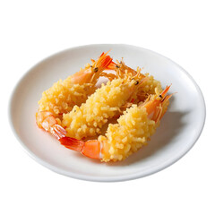 A Plate of Fried Japanese Tempura Shrimp on transparent background