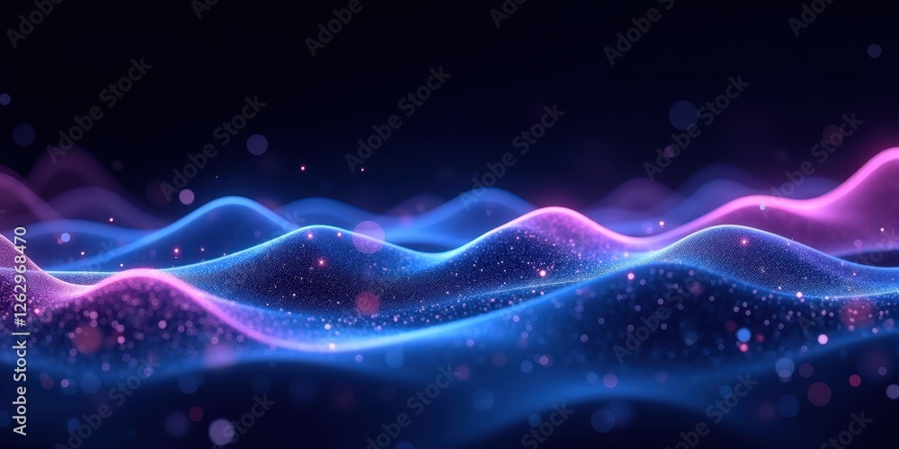 Aufkleber vibrant abstract tech background with waves and bokeh effects