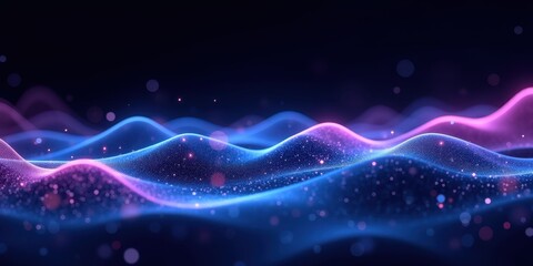 Fototapeta premium Vibrant Abstract Tech Background with Waves and Bokeh Effects