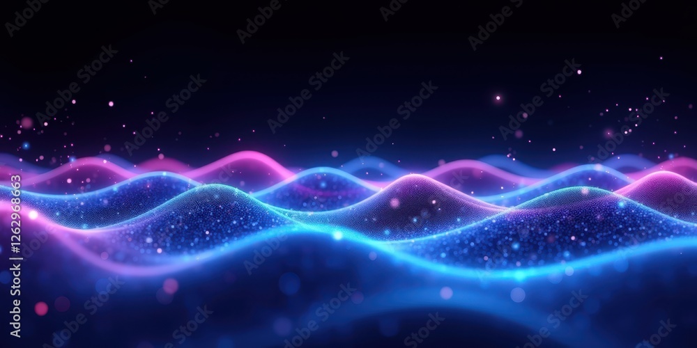 Aufkleber vibrant abstract tech background with flowing waves and sparkles