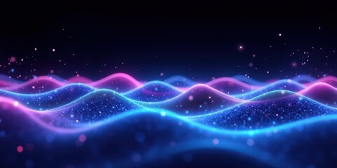 Fototapeta premium Vibrant Abstract Tech Background with Flowing Waves and Sparkles