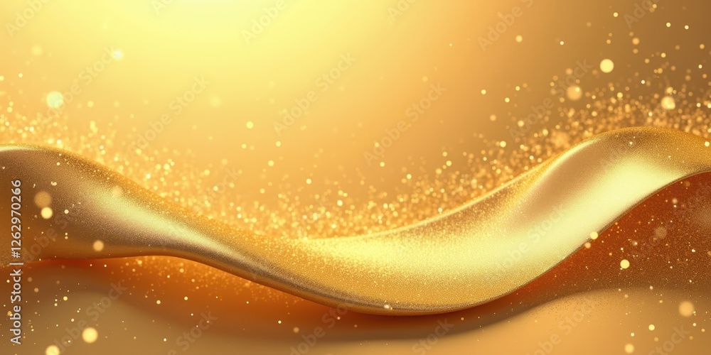 Poster golden abstract background with sparkles and flowing texture