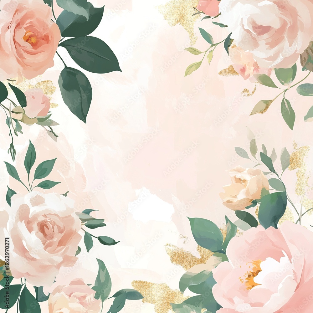 Aufkleber a delicate vector background featuring lush plants and blooming flowers, creating a fresh and natura