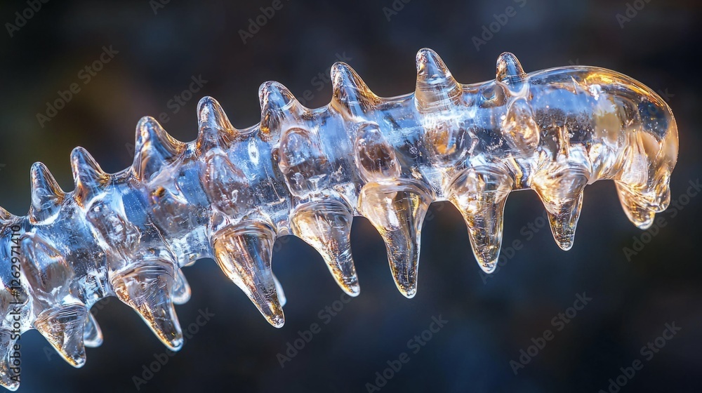 Poster unique icicle formation resembling a spine with sharp protrusions