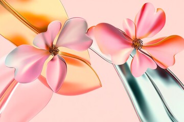 Fototapeta premium A delicate vector background featuring lush plants and blooming flowers, creating a fresh and natural atmosphere.